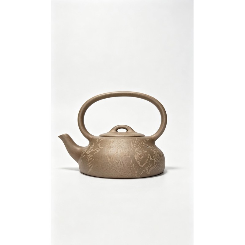 Engraved Ti Liang Teapot with narcissus and Taihu stone carving